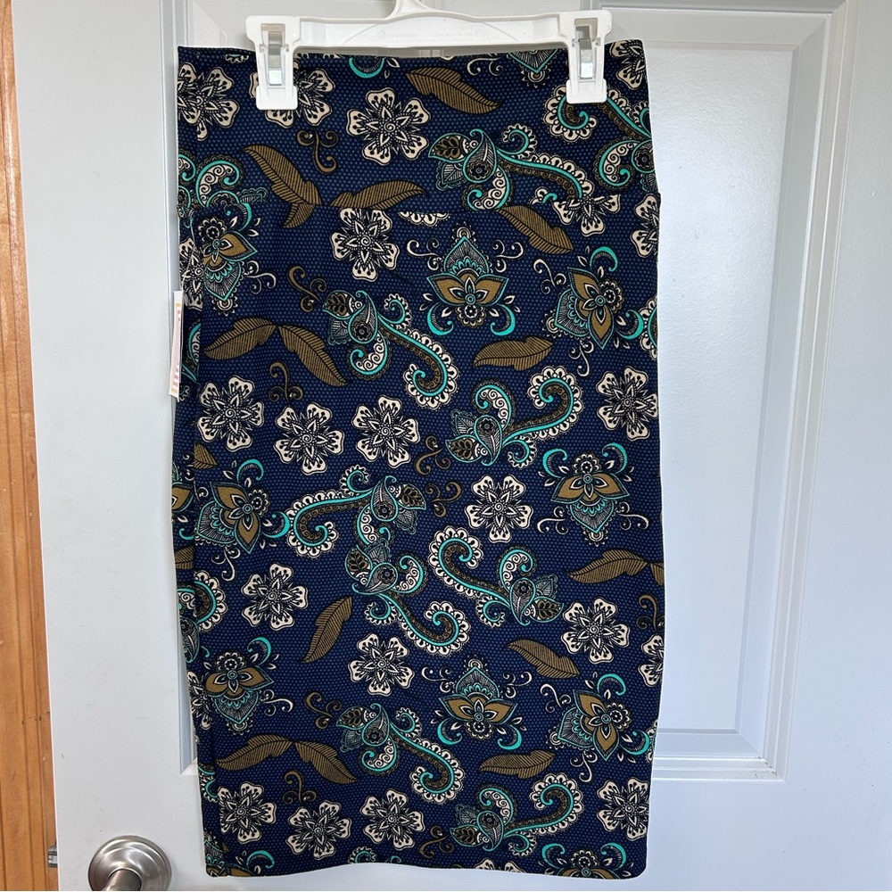LuLaRoe Blue Green Pencil Skirt Knee-Length Work